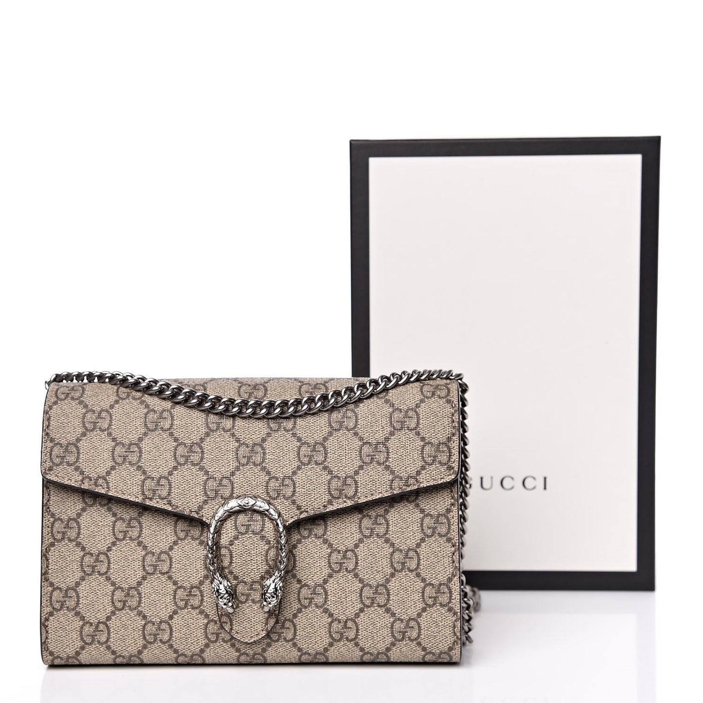 GG Supreme Monogram Mini Dionysus Chain Wallet Beige Taupe