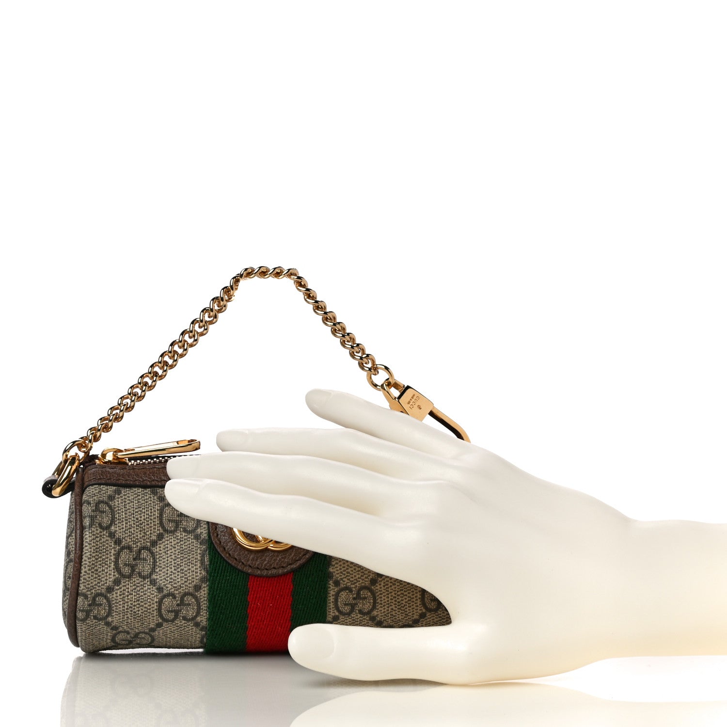Gucci GG Supreme Monogram Web Ophidia Barrel Coin Purse Beige New Acero 2 of 11