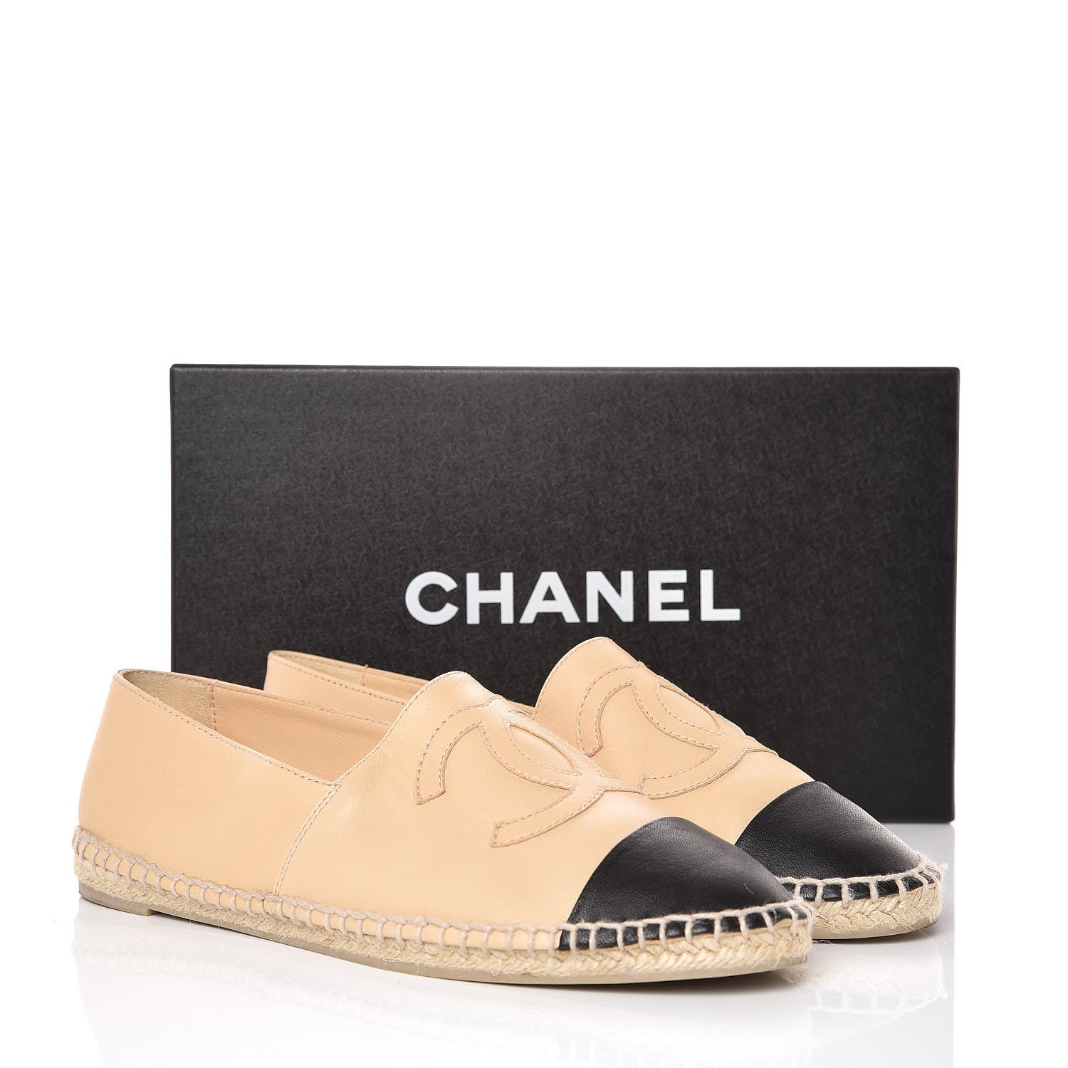 Chanel Lambskin CC Espadrilles 39 Beige Black 12 of 12