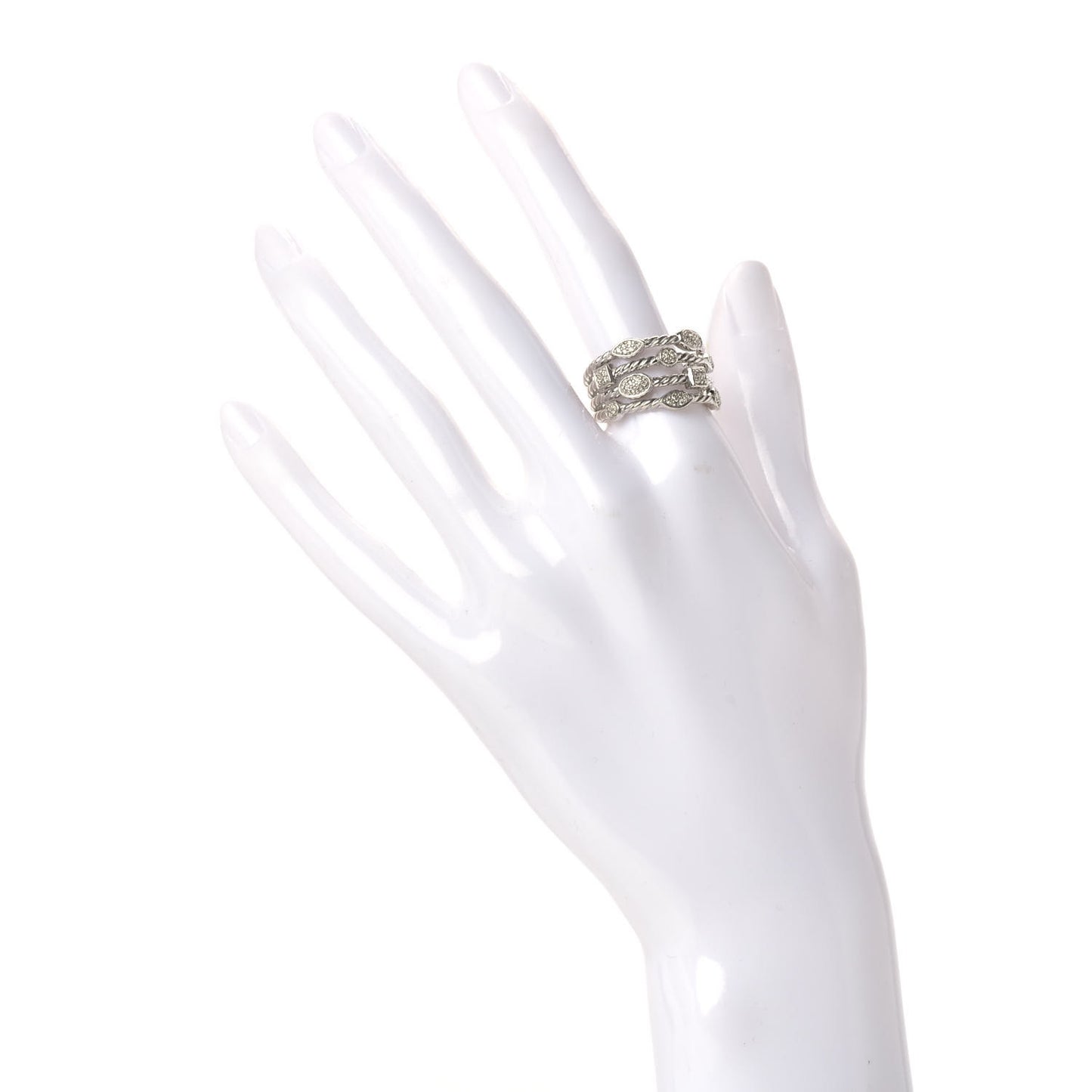 Sterling Silver Diamond Confetti 4 Row Ring 58 8.25