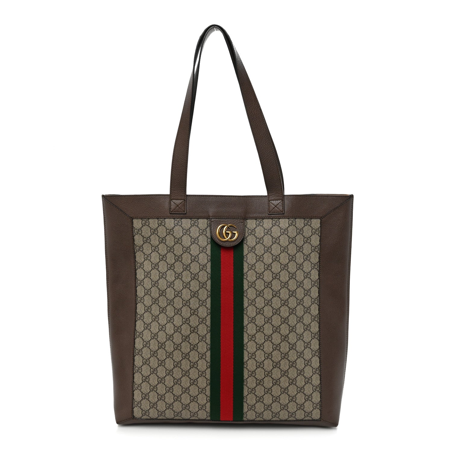Gucci GG Supreme Monogram Web Large Ophidia Vertical Shopping Tote Brown 1 of 15