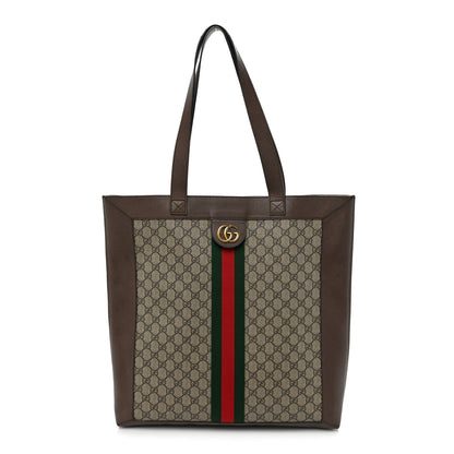 Gucci GG Supreme Monogram Web Large Ophidia Vertical Shopping Tote Brown 1 of 15