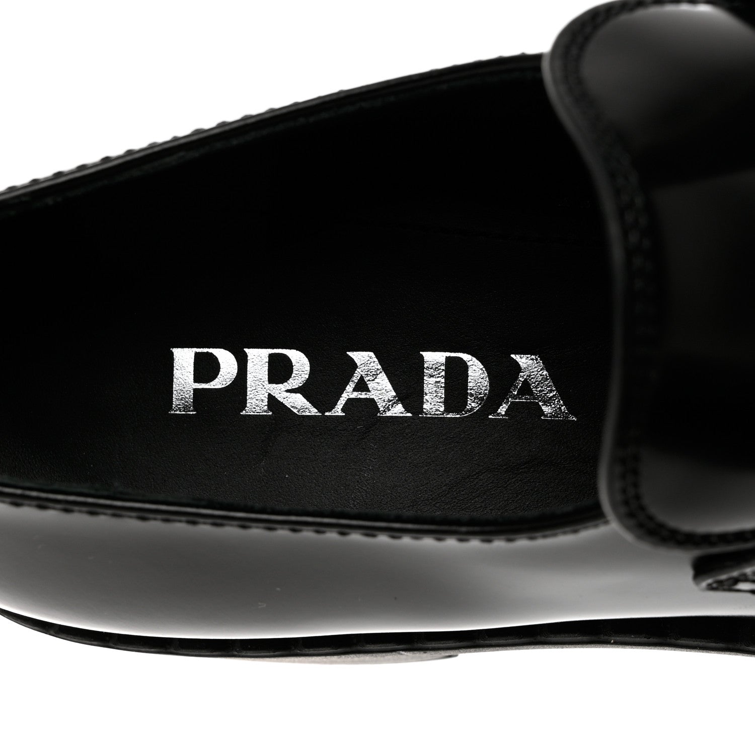 Prada Spazzolato Metal Triangle Logo 50mm Loafers 36.5 Black 6 of 9