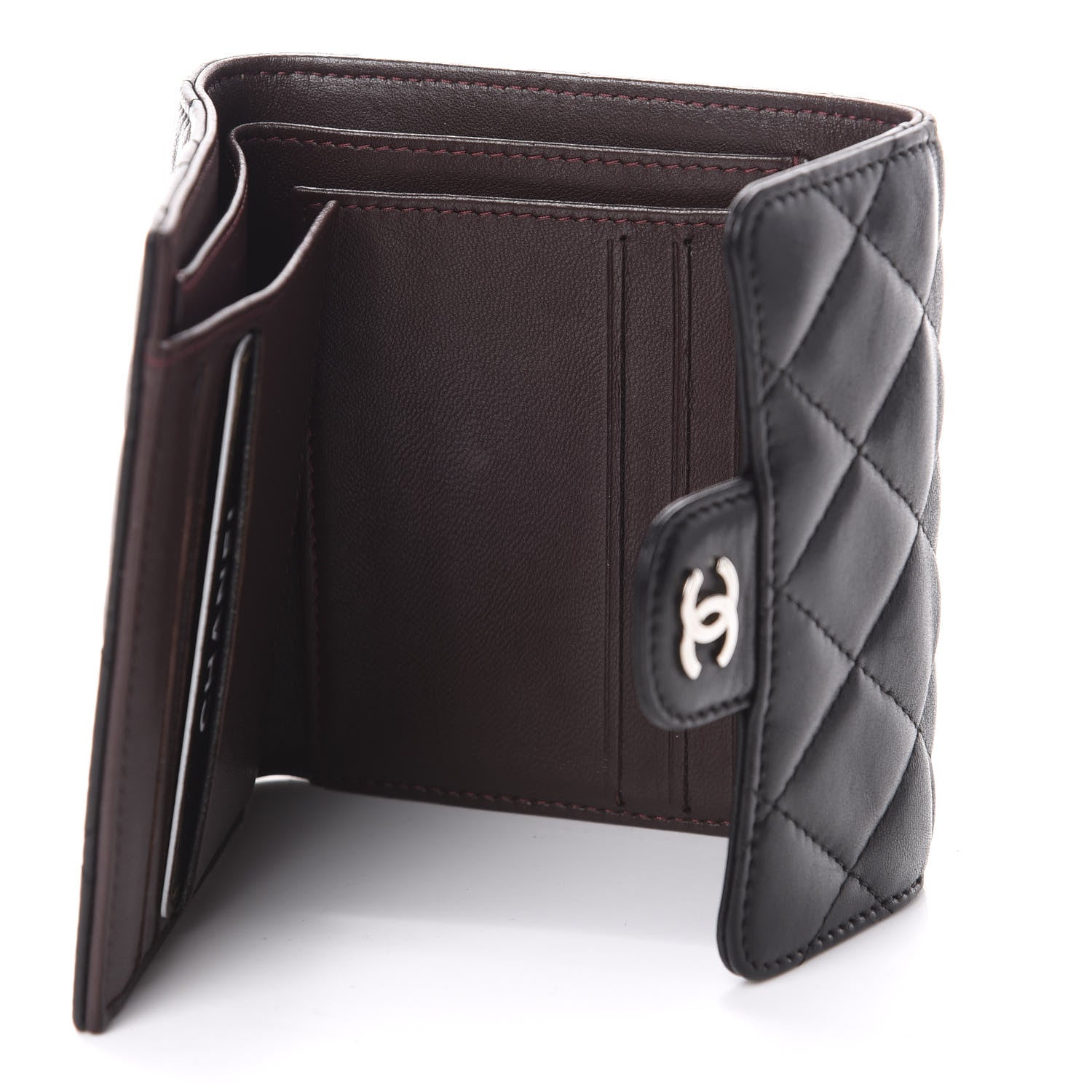 Chanel Lambskin Quilted Compact Flap Wallet Black 6 of 8