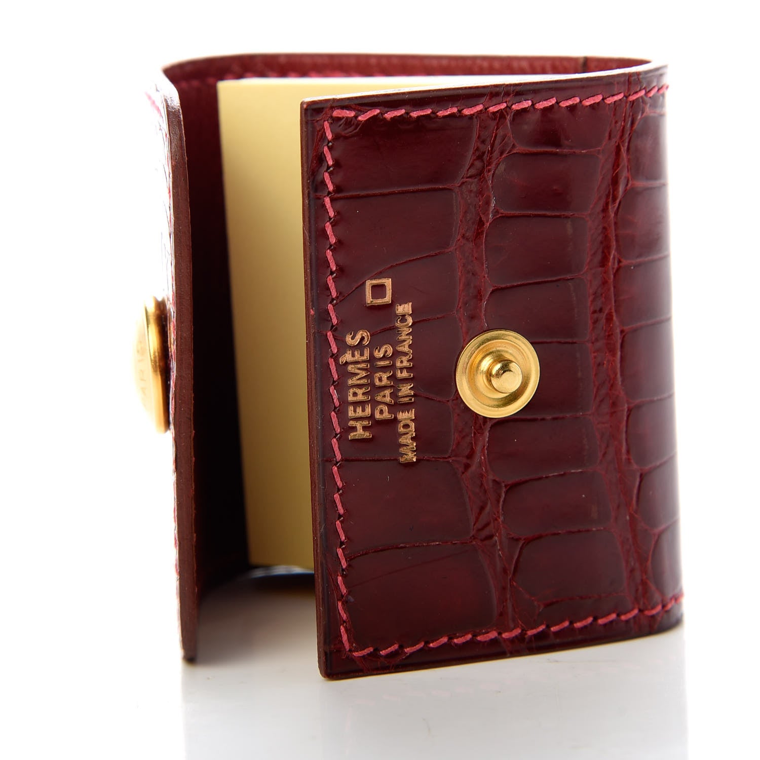 Hermes Shiny Alligator Post It Notepad Holder PM Rouge H 5 of 5