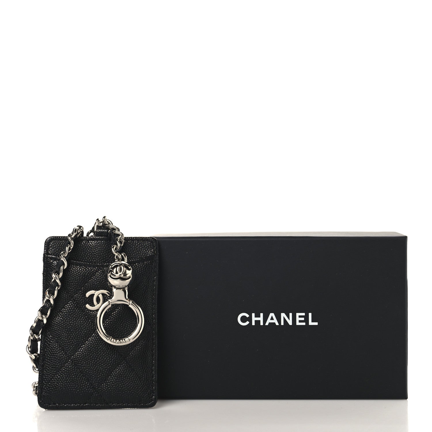 Chanel Caviar Quilted Key Holder Card Holder On Chain Black 7 of 7