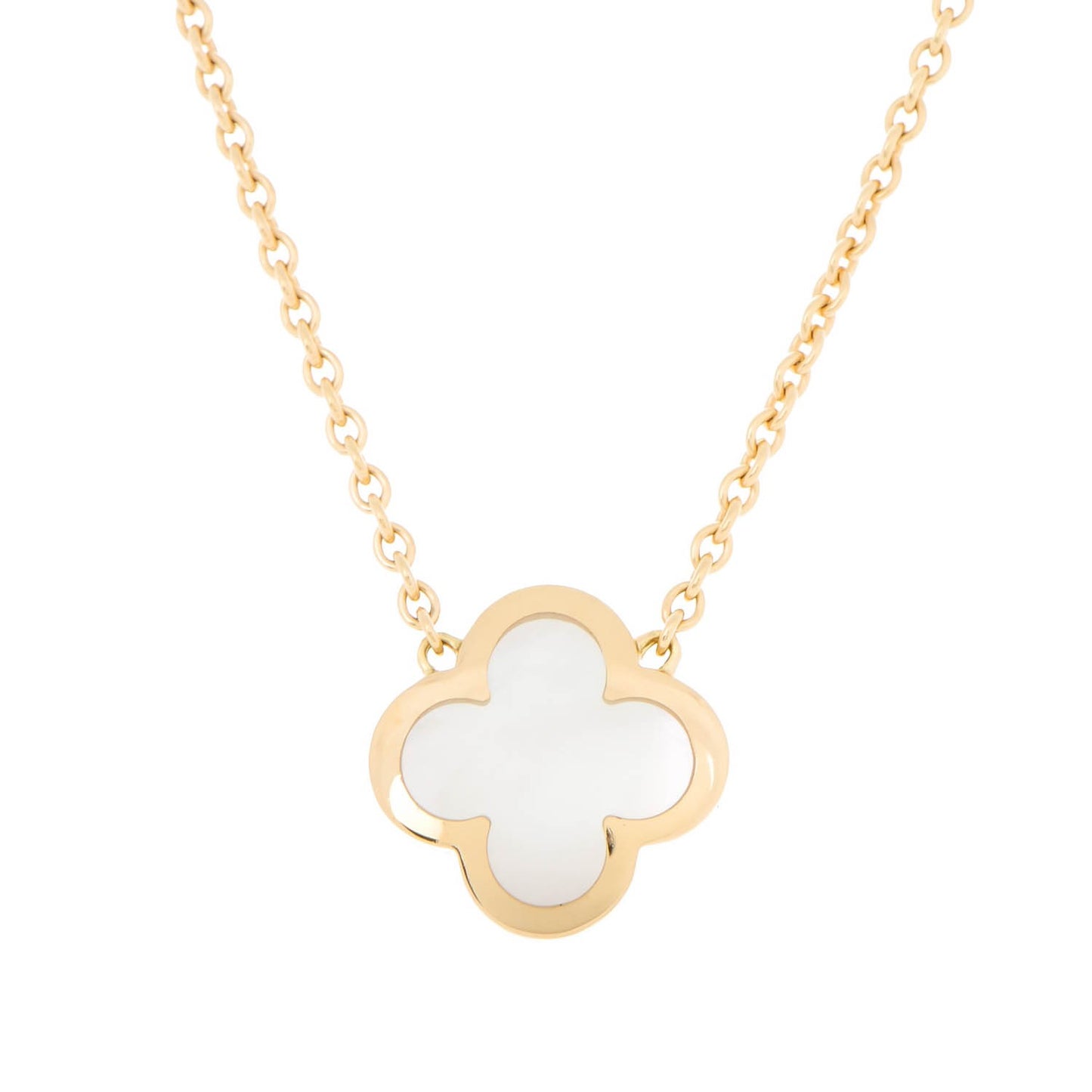 18K Yellow Gold Mother of Pearl Pure Alhambra Pendant Necklace