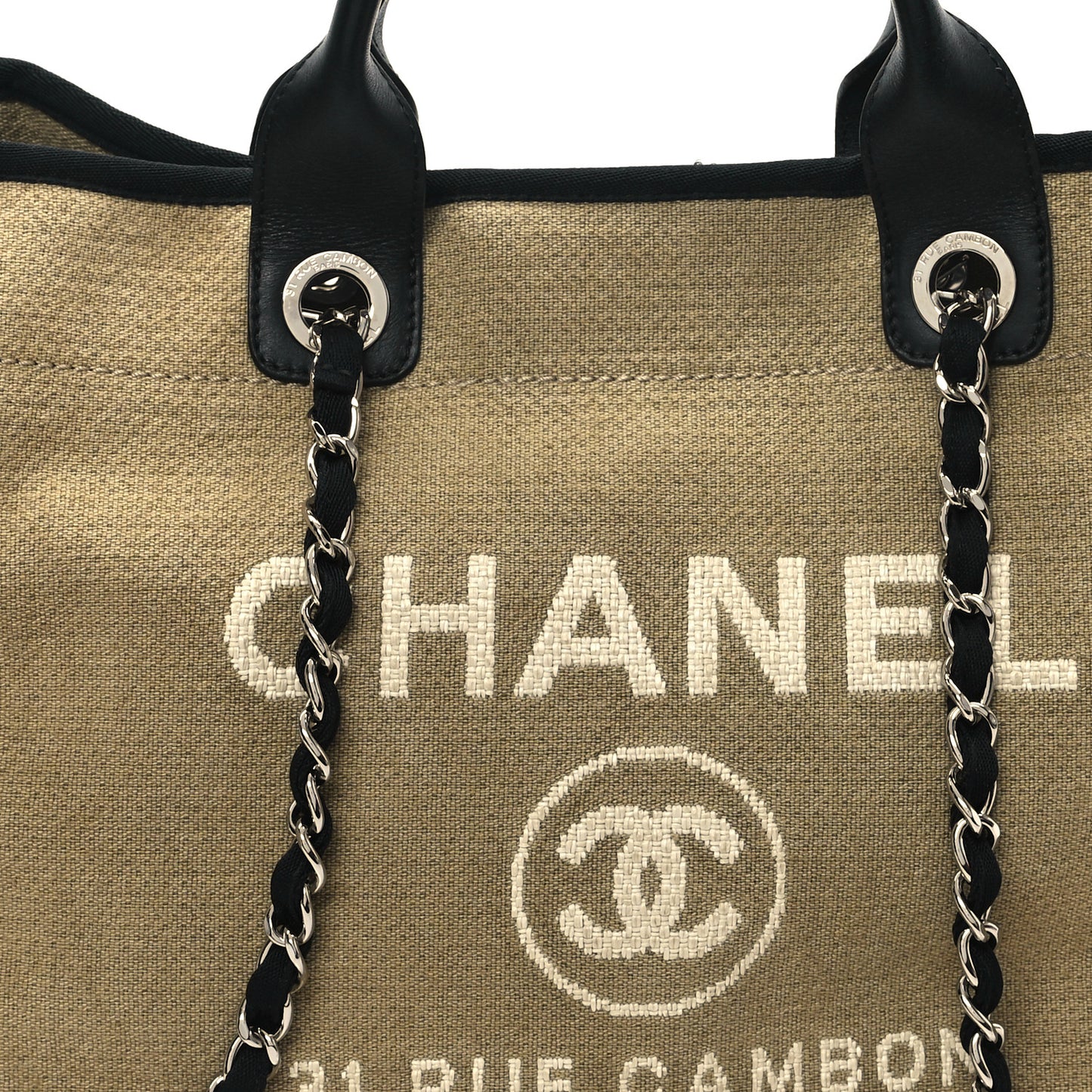 Canvas Medium Deauville Tote Beige Black
