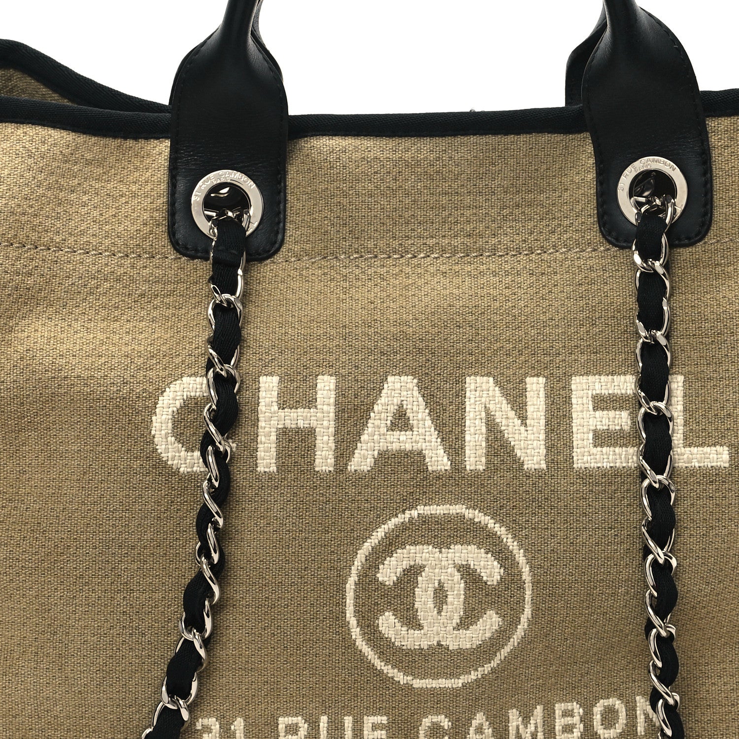 Chanel Canvas Medium Deauville Tote Beige Black 8 of 13