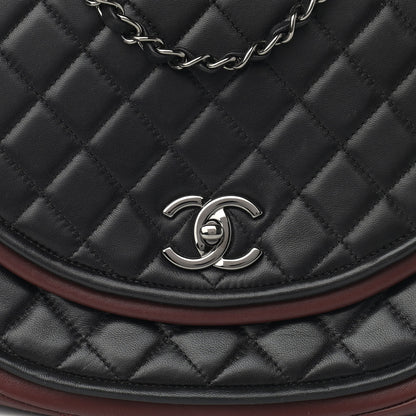 Chanel Lambskin Quilted Large Classic Twist Crescent Flap Black Burgundy 8 of 10