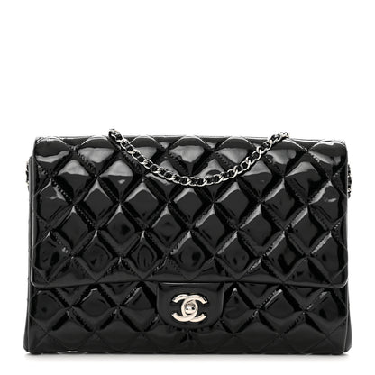 Chanel Patent Quilted Clutch with Chain Flap Black 1 of 10