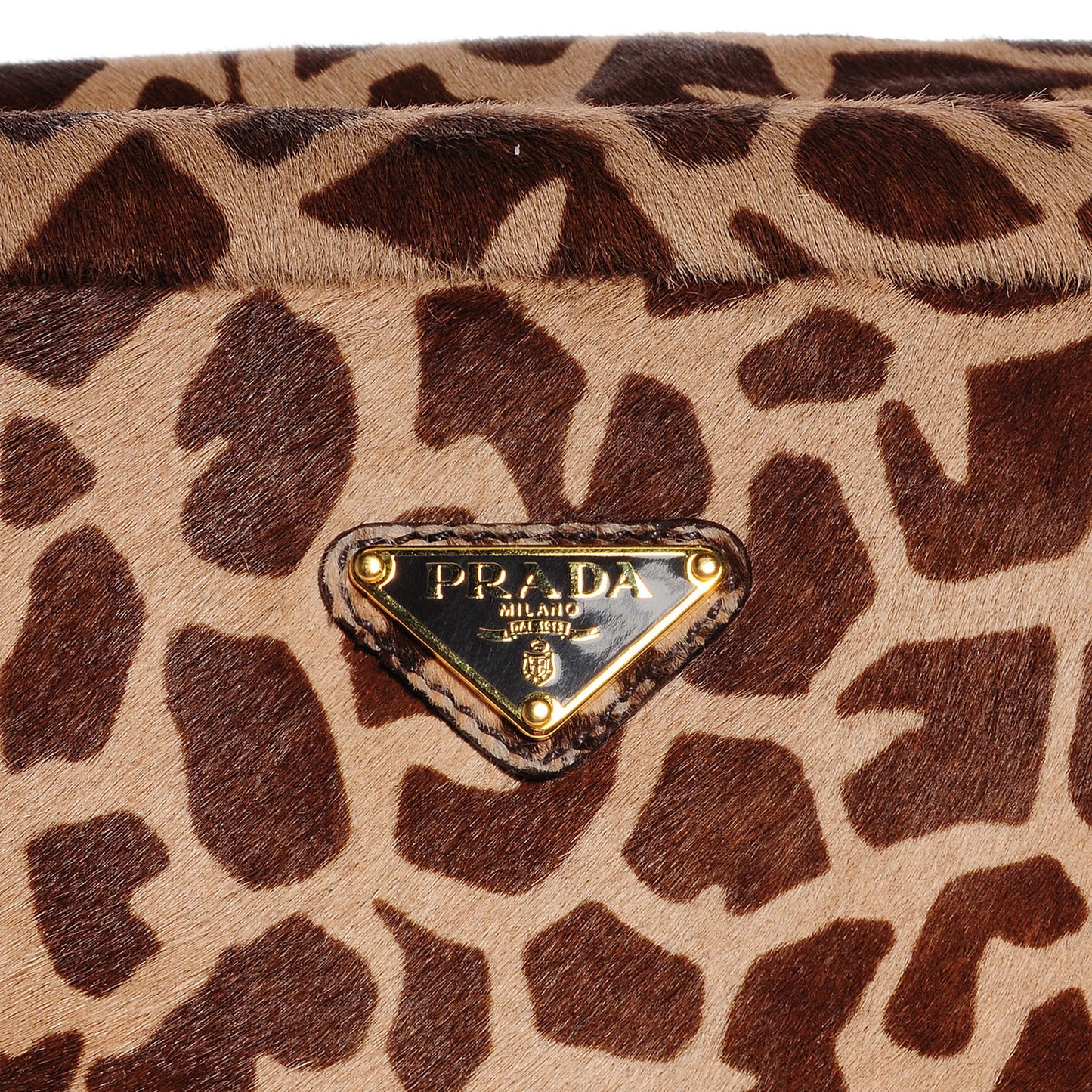 Calf Hair Giraffe Print Tote Sabbia Moro