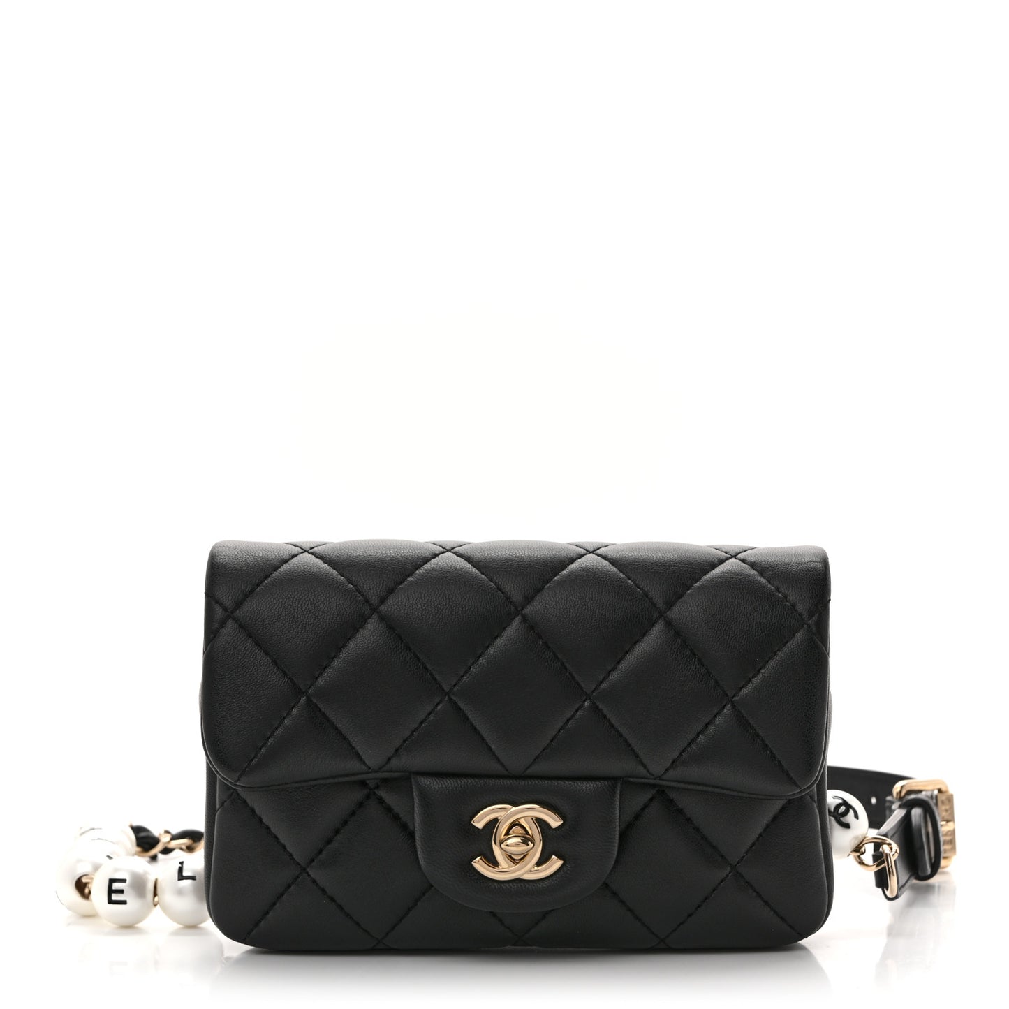 Lambskin Quilted Mini My Precious Waist Bag Black