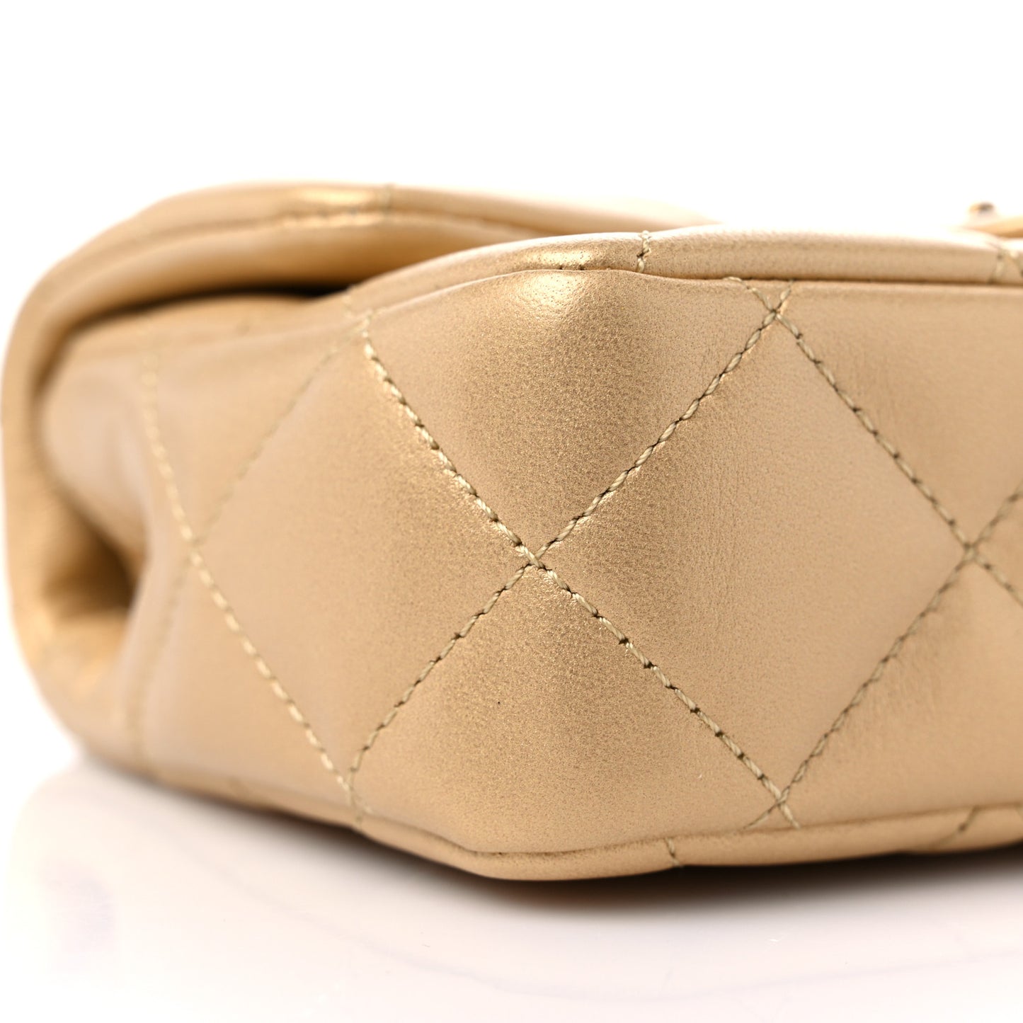 Lambskin Quilted Mini Sweetheart Rectangular Flap Gold