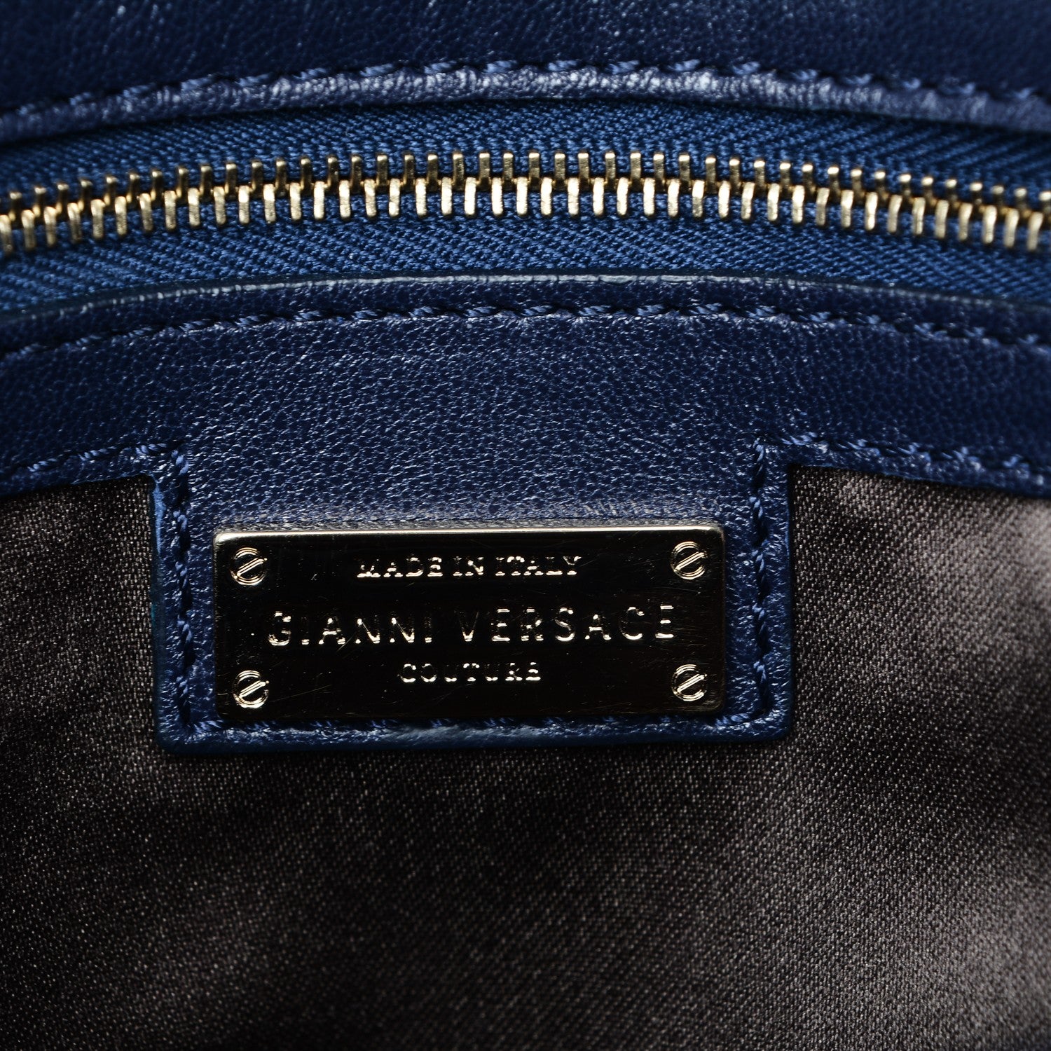 Versace Patent Borsa Couture Shoulder Bag Navy 6 of 6