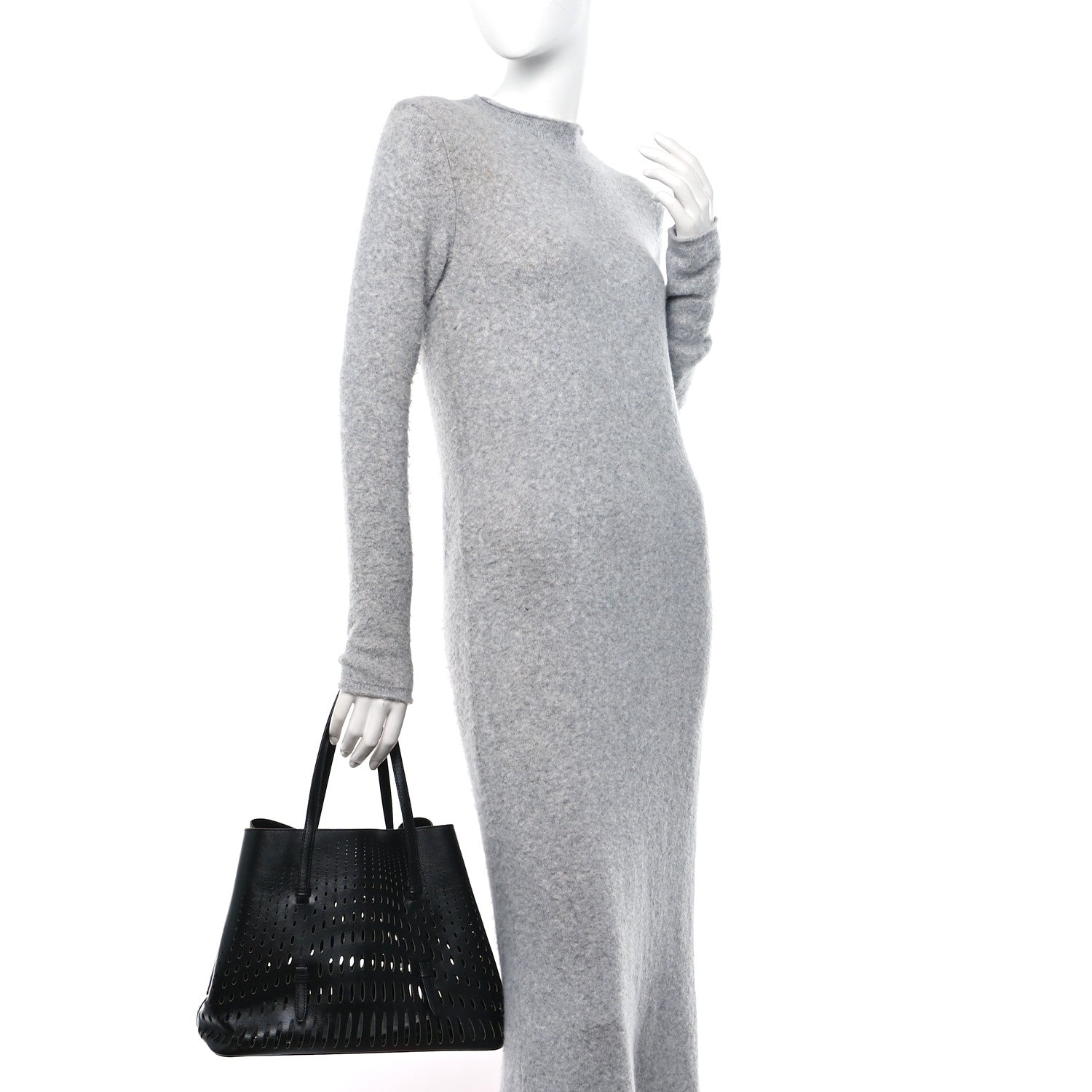 Alaia Calfskin Laser Cut Mina 32 Bag Black 2 of 9