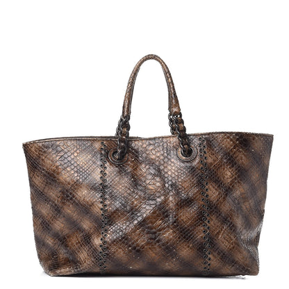 Bottega Veneta Woven Python Large Tote Cigar 1 of 8