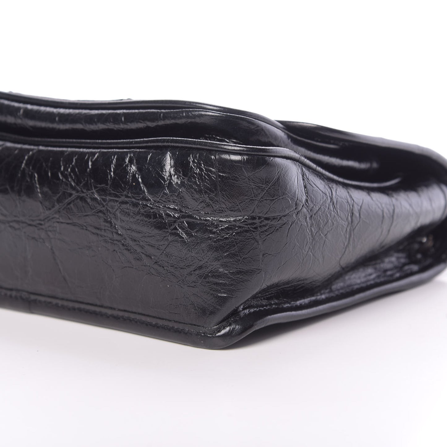 Crinkled Calfskin Matelasse Monogram Baby Niki Chain Satchel Black