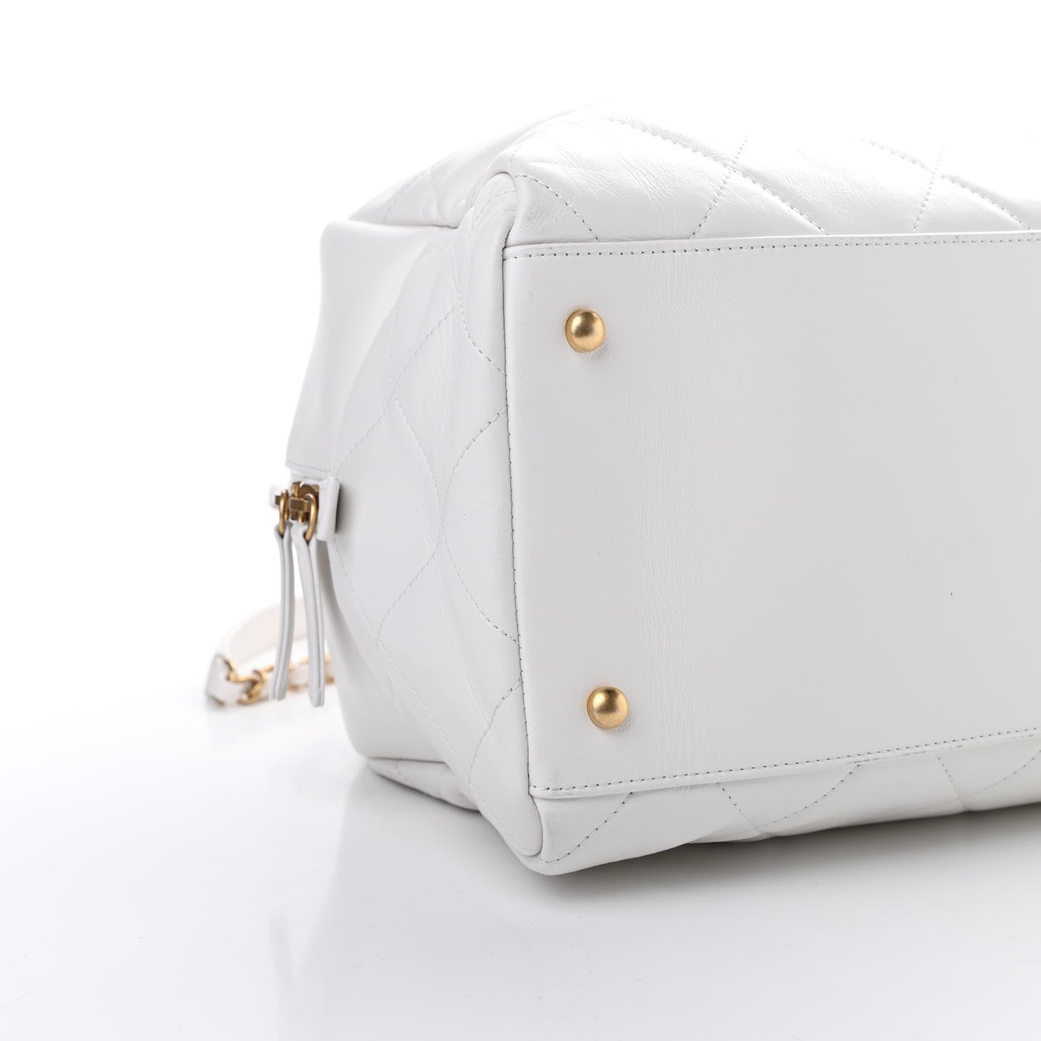 Chanel Calfskin Quilted CC Top Handle Bowling Bag White 9 of 11