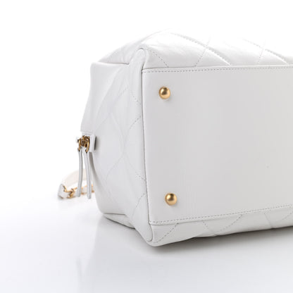 Chanel Calfskin Quilted CC Top Handle Bowling Bag White 9 of 11