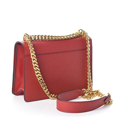 Prada Saffiano Soft Calfskin Chain Crossbody Bag Fuoco 3 of 8