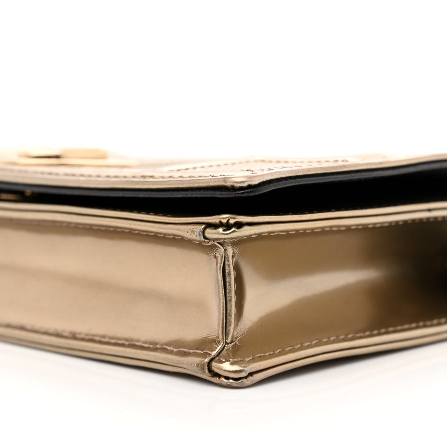 Metallic Patent Micro-Cannage Diorama Wallet on Chain Pouch