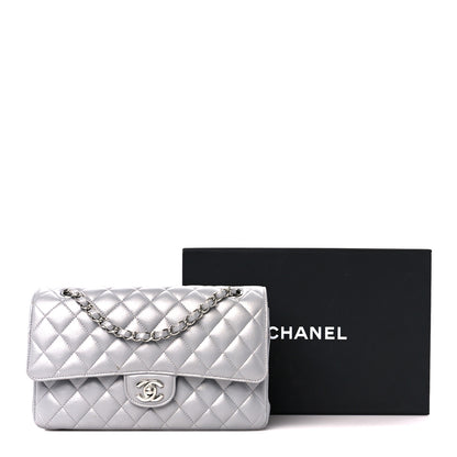 Chanel Metallic Lambskin Quilted Medium Double Flap Silver 12 of 12