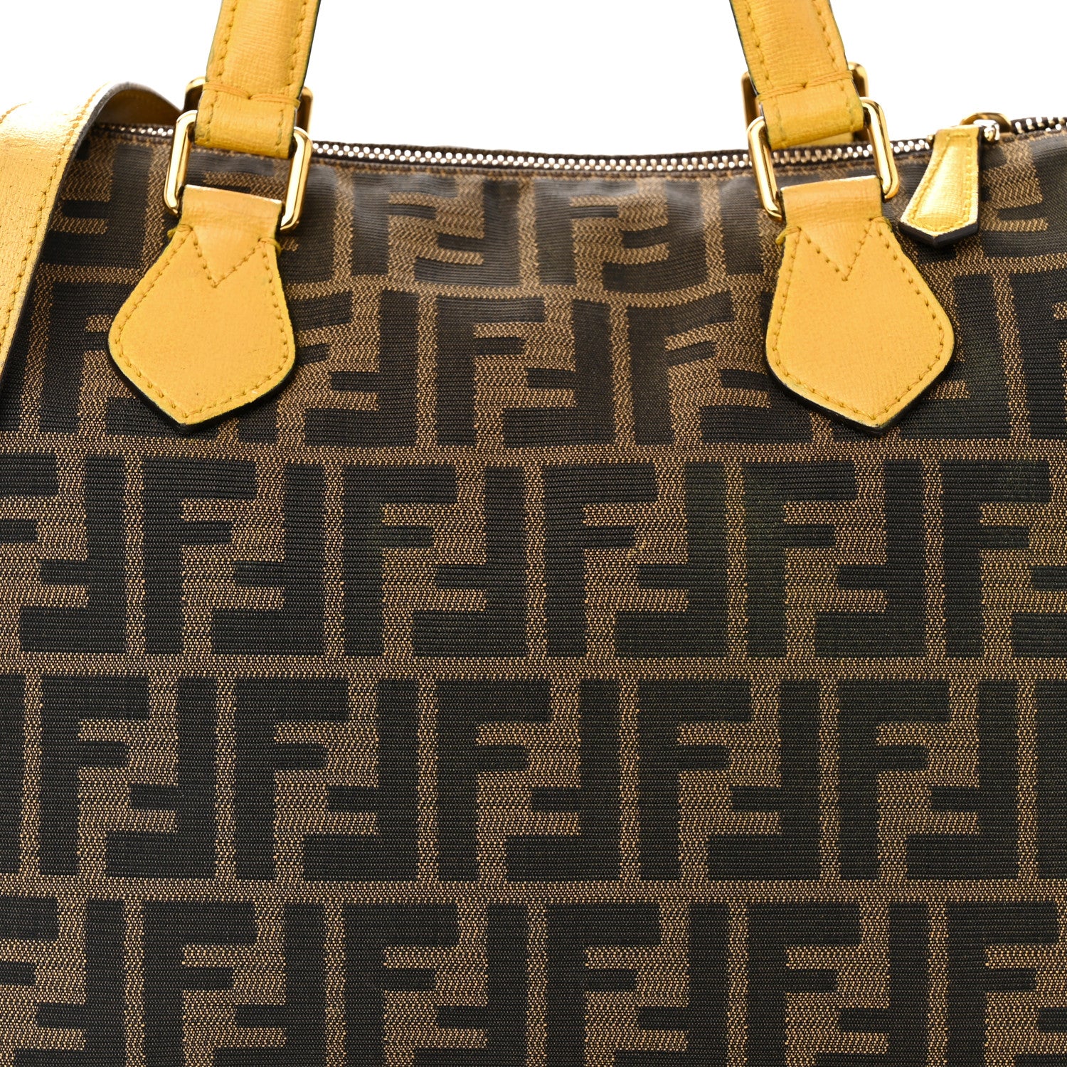 Fendi Zucca Vitello Elite Small Boston Tobacco Yellow 8 of 18