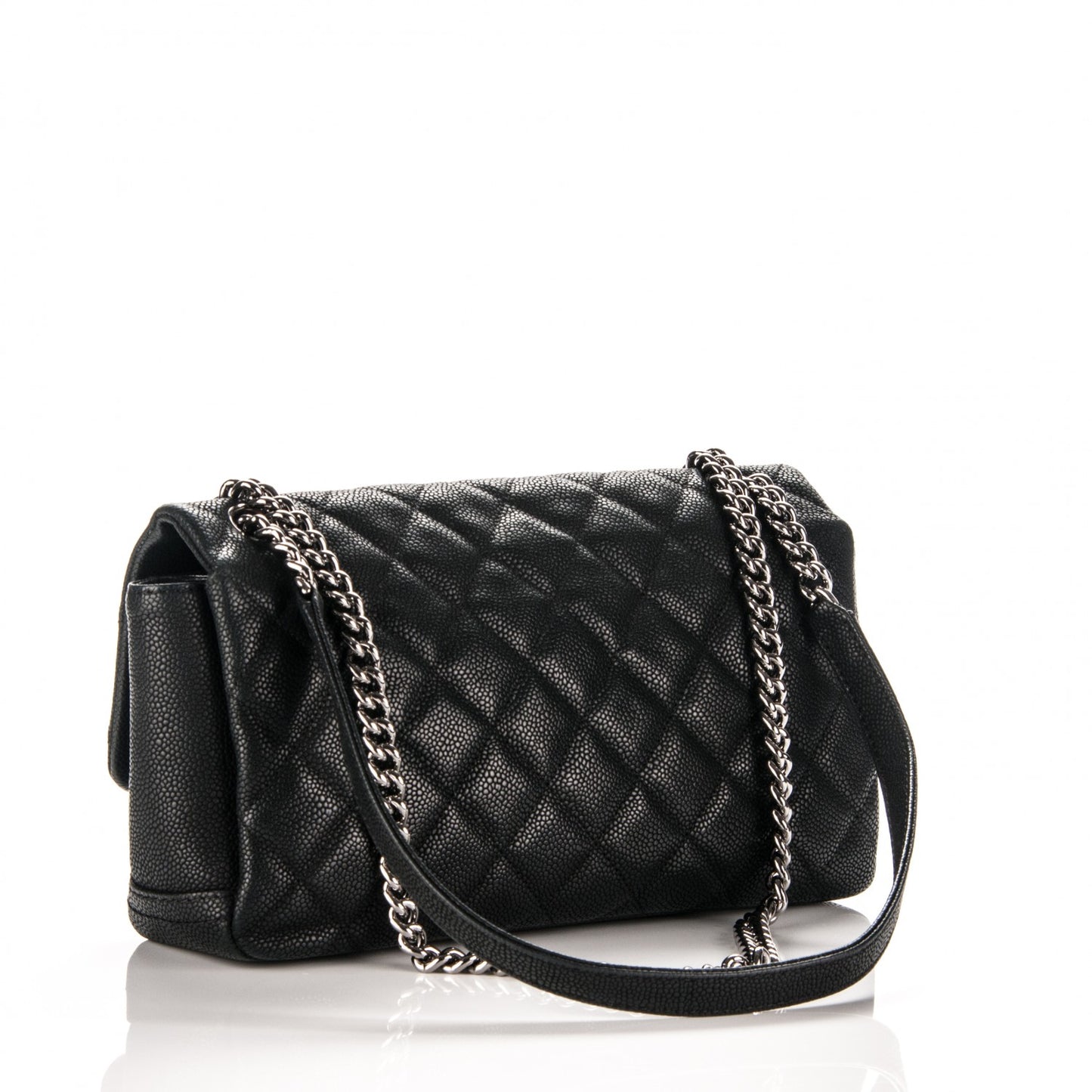 Caviar Quilted Medium Simply CC Flap Black