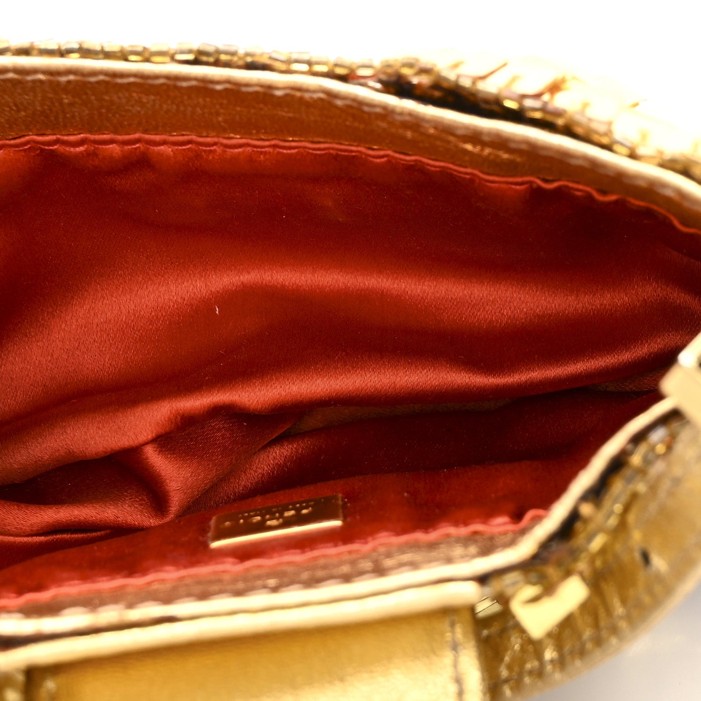 Sequin Paillettes Mini Half Moon Baguette Gold