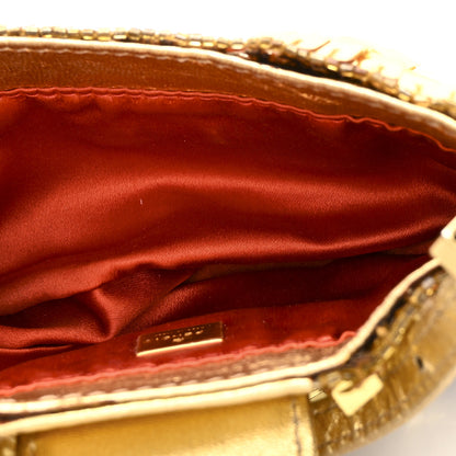 Fendi Sequin Paillettes Mini Half Moon Baguette Gold 4 of 8