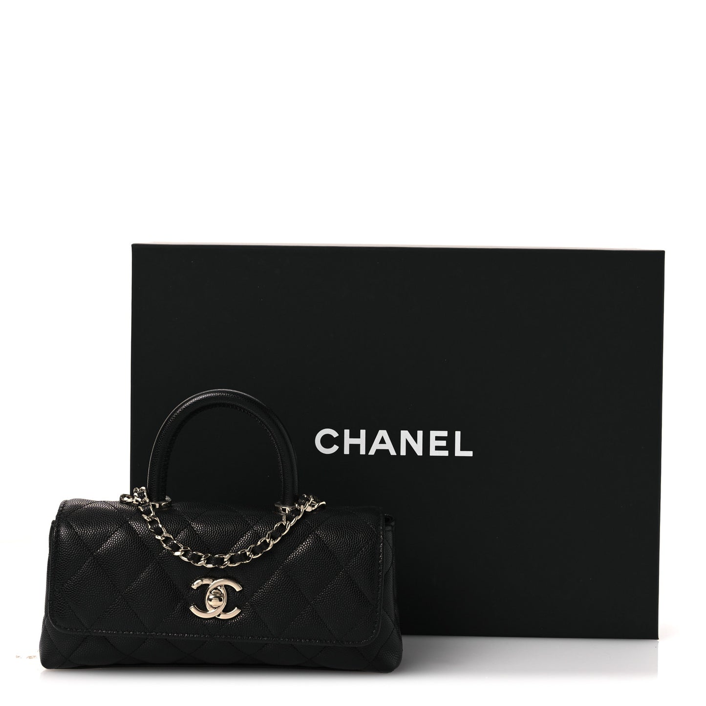 Caviar Quilted Maxi East West Coco Handle Flap Black