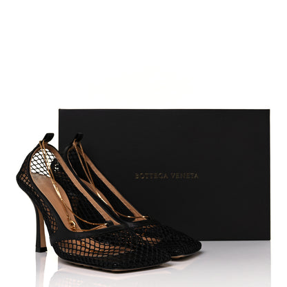 Bottega Veneta Mesh Calfskin Chain Stretch Pumps 37.5 Black 8 of 8