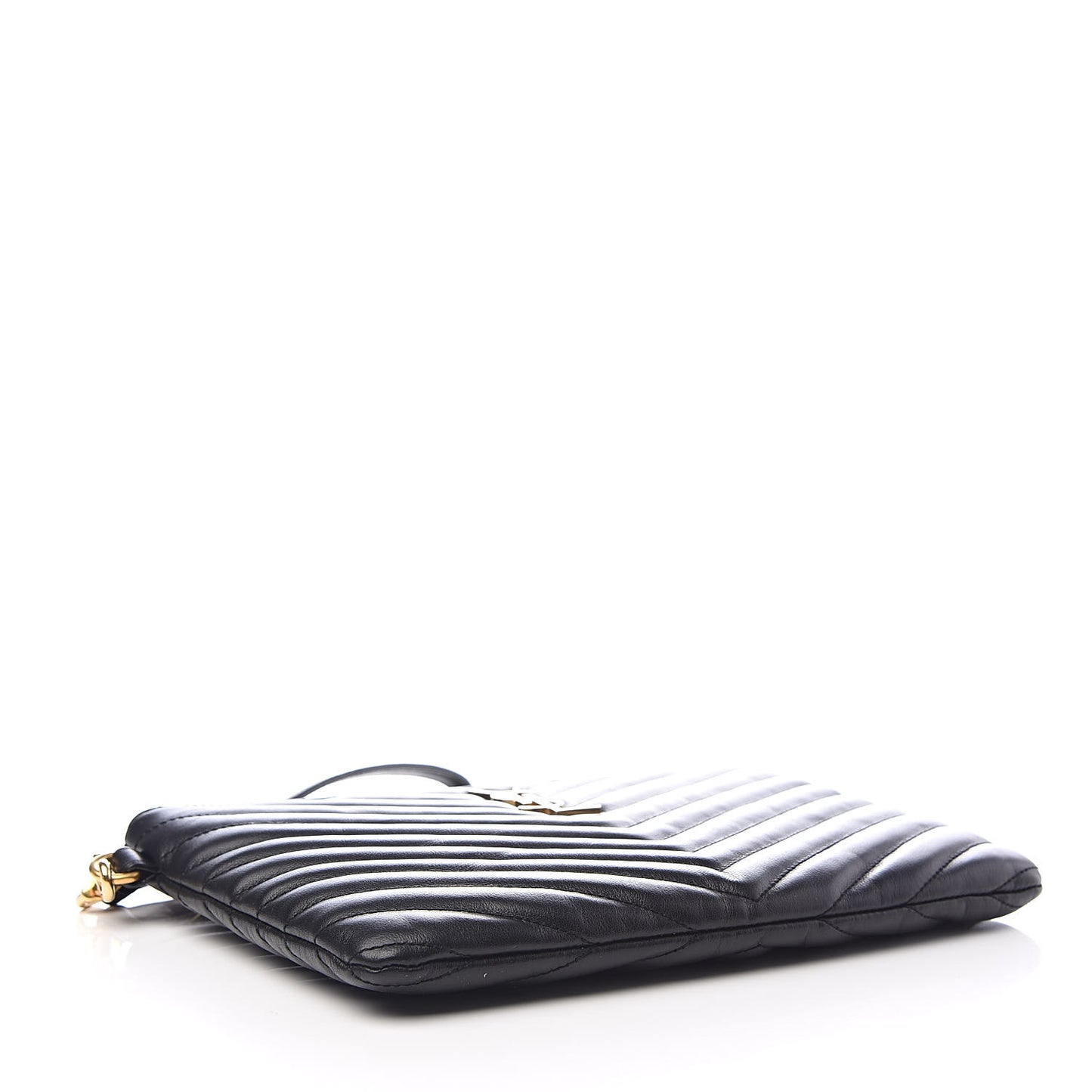 Calfskin Matelasse Chevron Monogram A5 Wristlet Black