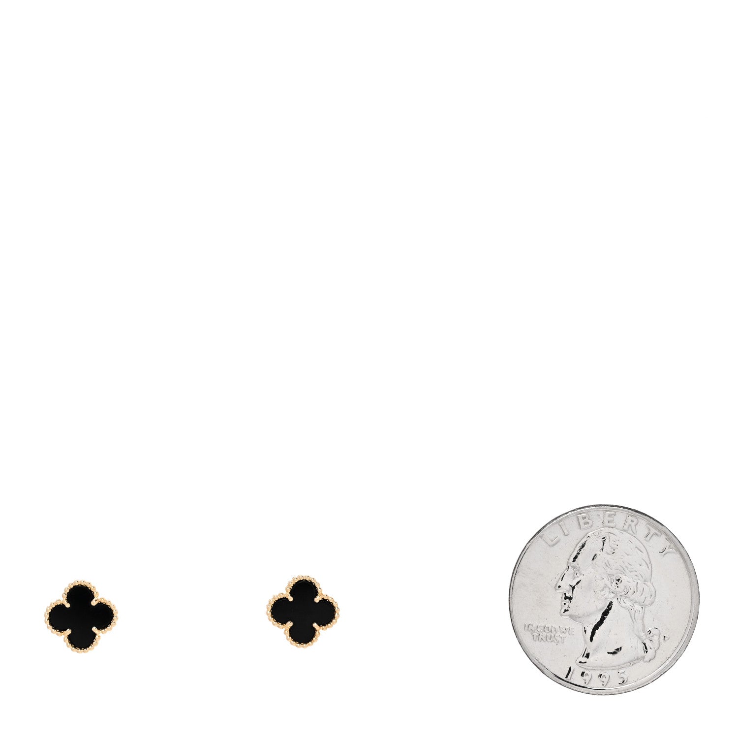 Van Cleef & Arpels 18K Yellow Gold Black Onyx Sweet Alhambra Earrings 2 of 5
