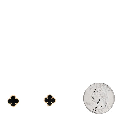 Van Cleef & Arpels 18K Yellow Gold Black Onyx Sweet Alhambra Earrings 2 of 5
