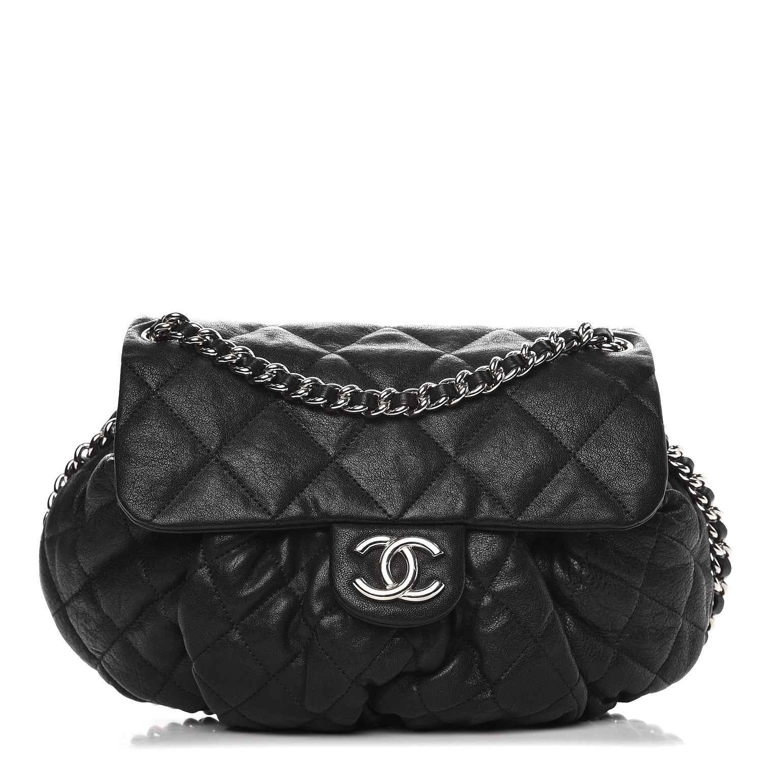 Chanel Washed Lambskin Quilted Medium Chain Around Messenger Black 1 of 7