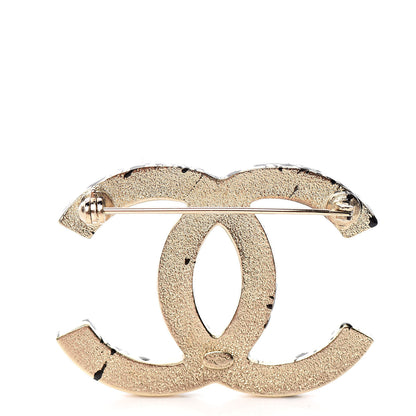 Chanel Matte Jackson Pollock Splattered Paint CC Brooch Gold Black 3 of 4