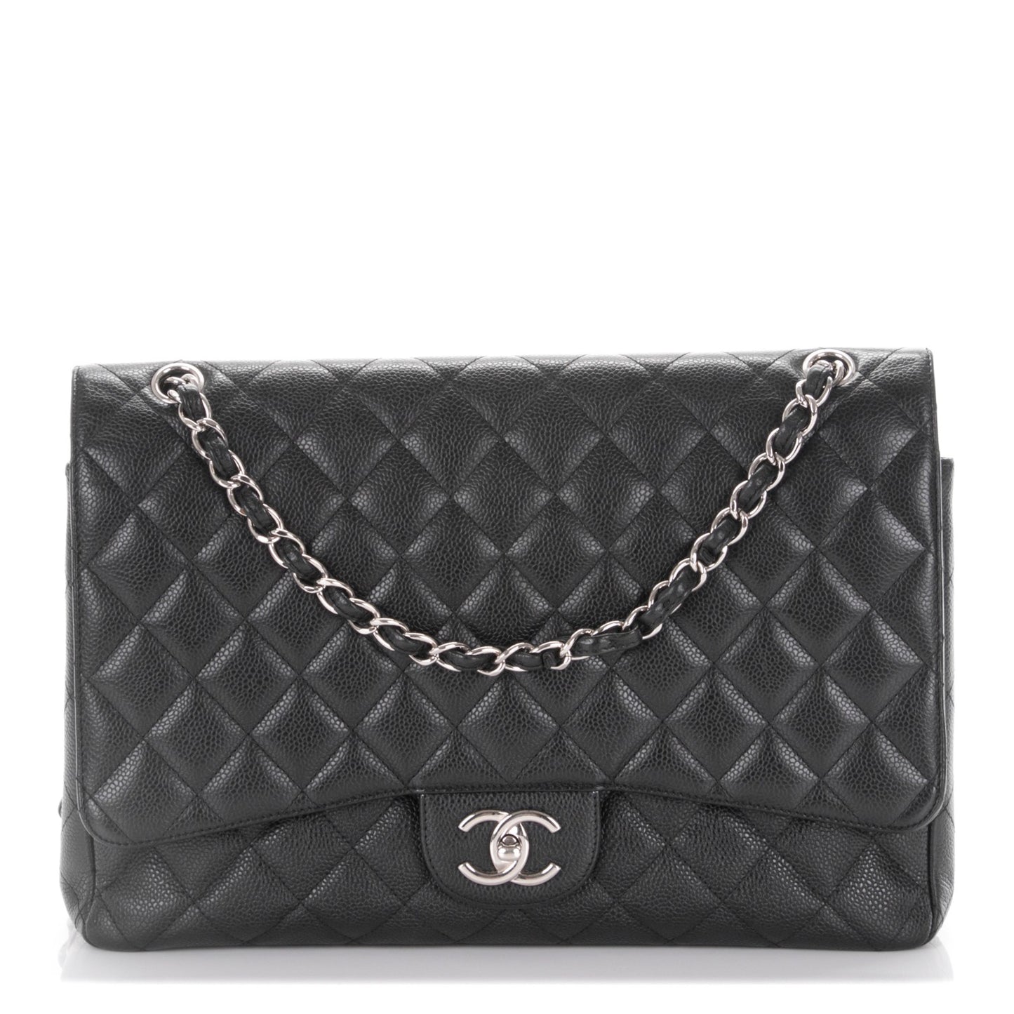 Caviar Quilted Maxi Double Flap Black