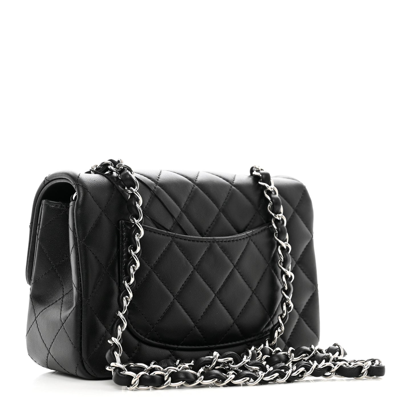 Lambskin Quilted Mini Rectangular Flap Black