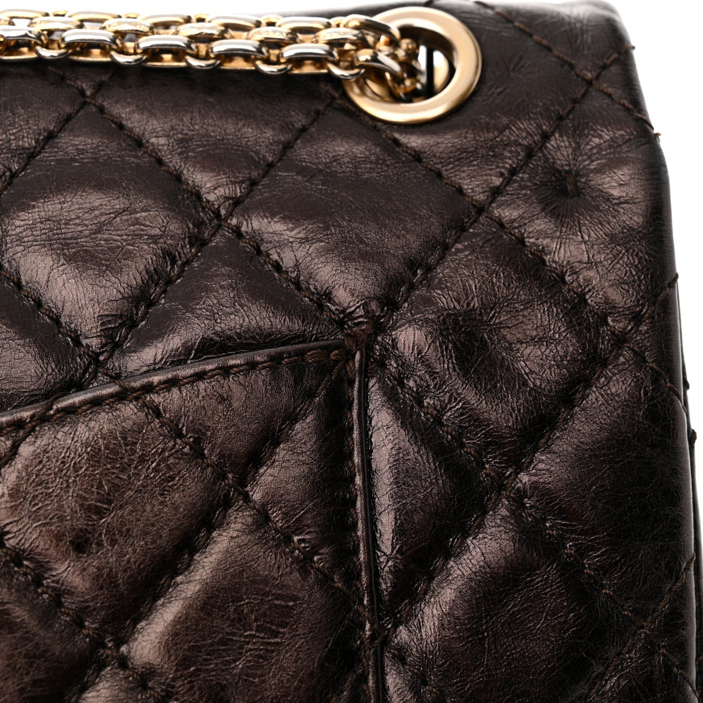 Metallic Aged Calfskin Quilted 2.55 Reissue 226 Flap Brown