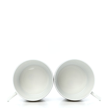 Hermes Porcelain Mosaique Au 24 Platine Tea Cup And Saucer Set Of 2 Platinum 5 of 8