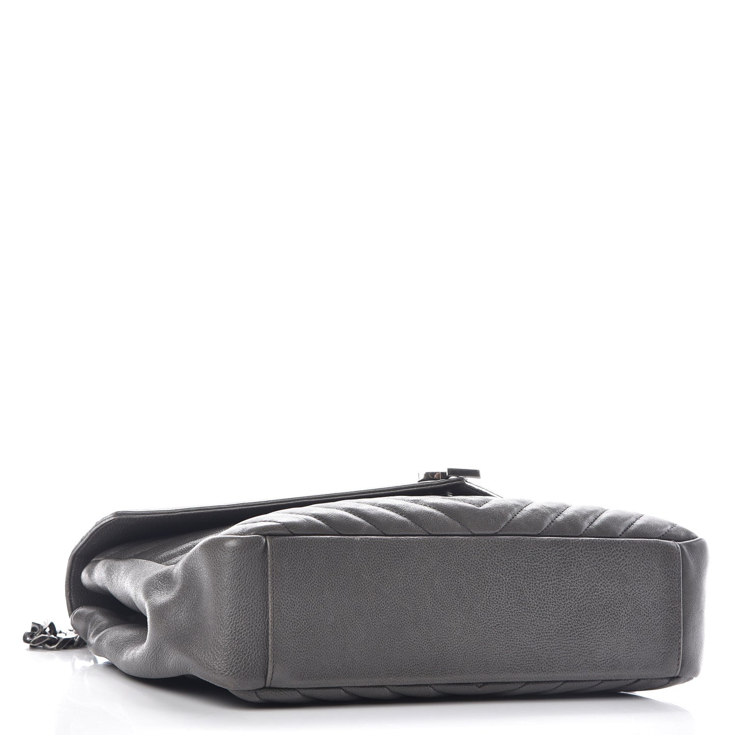 Sheepskin Matelasse Chevron Monogram Large College Satchel Dark Anthracite
