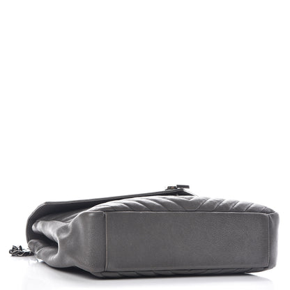 Saint Laurent Sheepskin Matelasse Chevron Monogram Large College Satchel Dark Anthracite 4 of 13