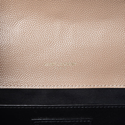 Saint Laurent Grain De Poudre Textured Mixed Matelasse Medium Triquilt Monogram Satchel Taupe 6 of 7