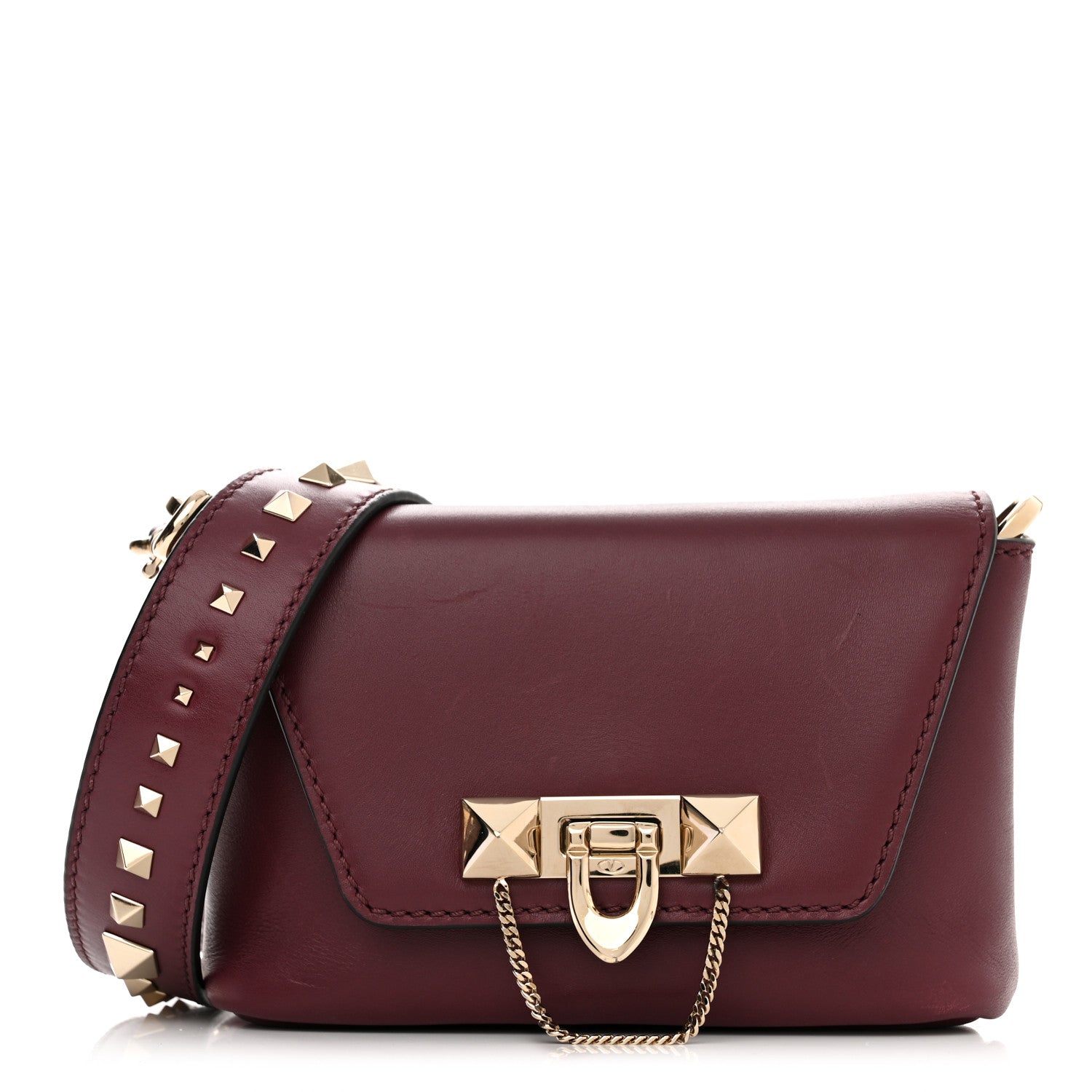 Valentino Garavani Vitello Small Rockstud Demilune Shoulder Bag Vinaccia 1 of 10