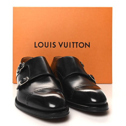 Louis Vuitton Calfskin Mens Monkstrap Loafers 9.5 Black 10 of 10