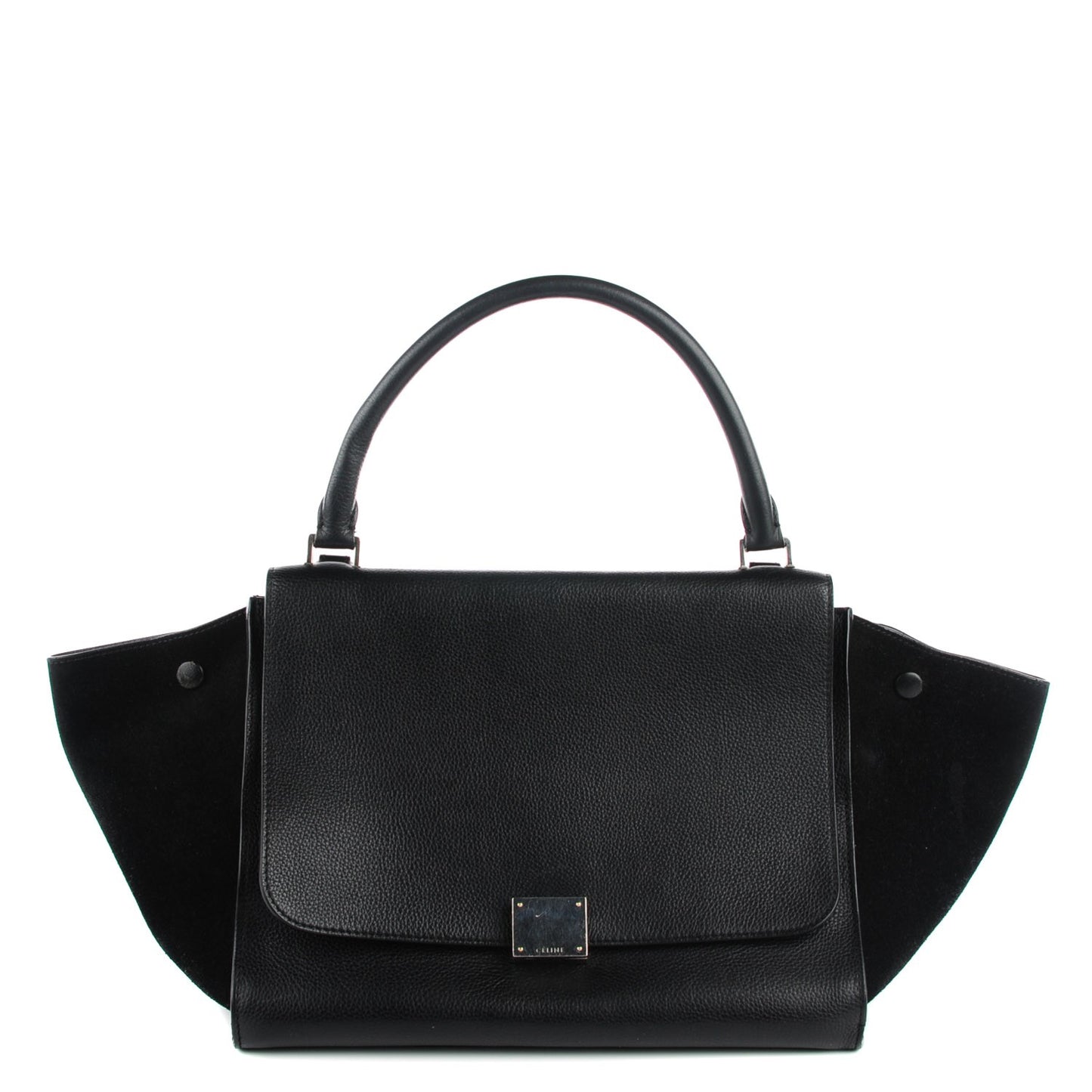 Drummed Calfskin Suede Medium Trapeze Black