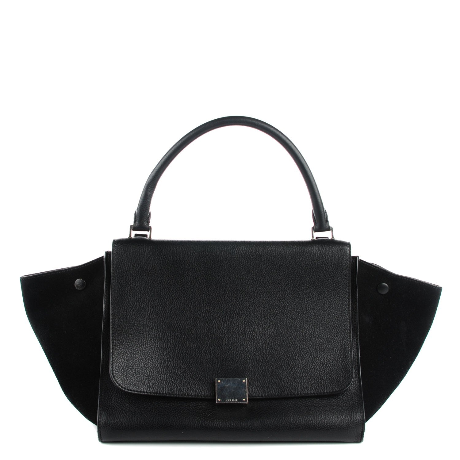 Celine Drummed Calfskin Suede Medium Trapeze Black 1 of 9