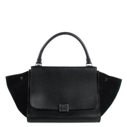 Celine Drummed Calfskin Suede Medium Trapeze Black 1 of 9
